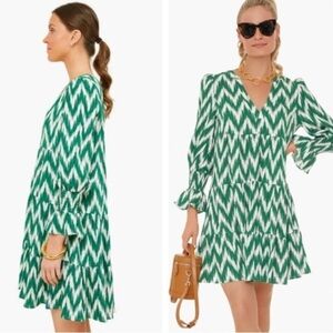 Pomander Place Kenzo Green Chevon Ikat Mini Dress Size XL